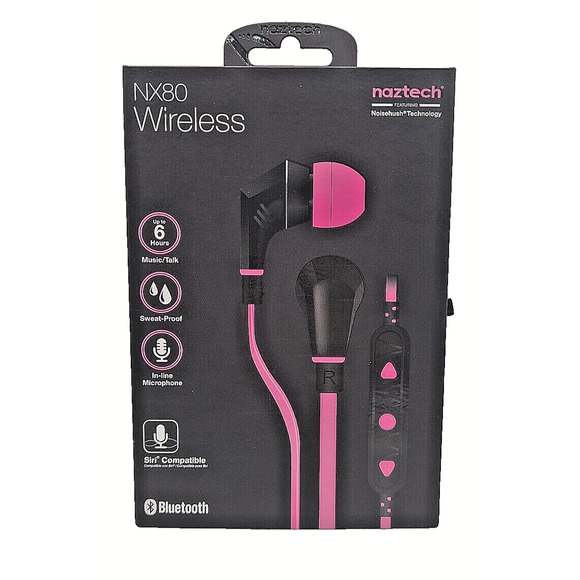 Naztech NX80w Bluetooth Wireless Sports Earphones [Pink/Black] - Picture 1 of 3
